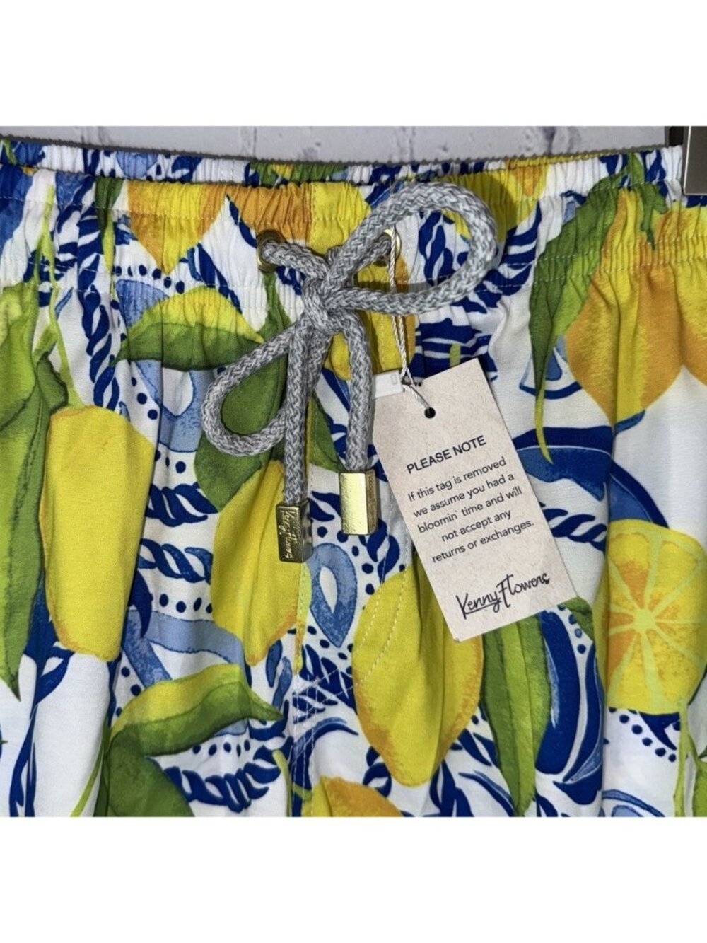 NWT KENNY FLOWERS The Bossitano Lemon Print Lined Breathable Swim Trunks Medium - Picture 3 of 7